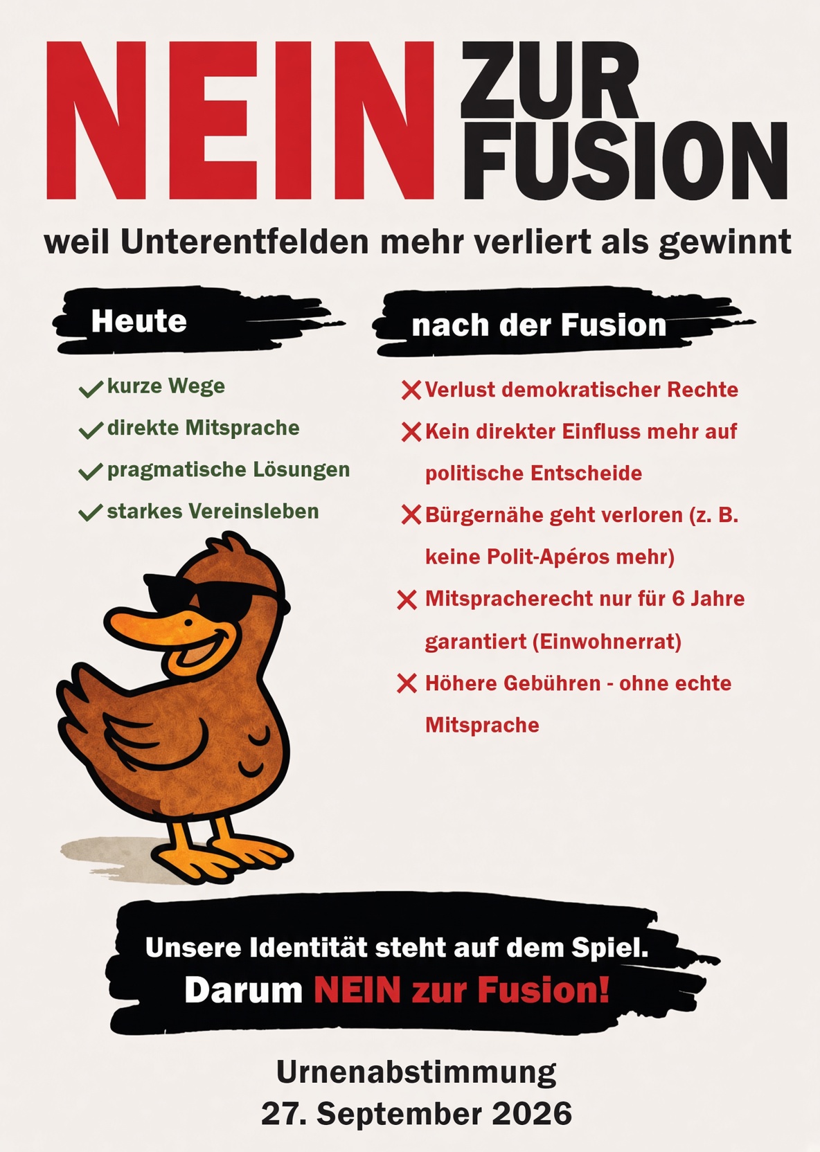 NEIN ZUR FUSION – Die coole Ente